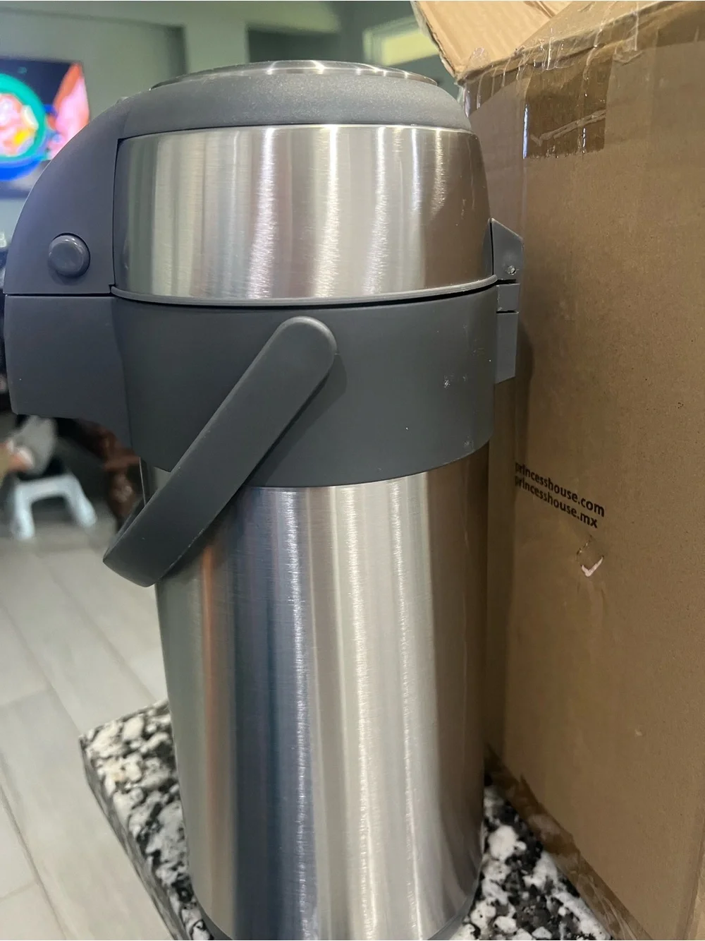 Princess House Stainless Steel Thermos with Black Handle